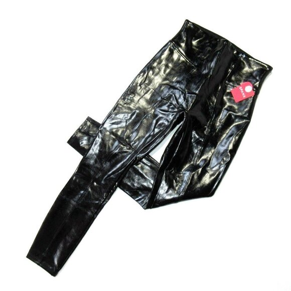 NWT SPANX 20301 Petite Faux Patent Leather Leggings in Classic Black Glossy XLP